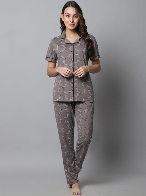 kanvin grey printed top pyjamas set