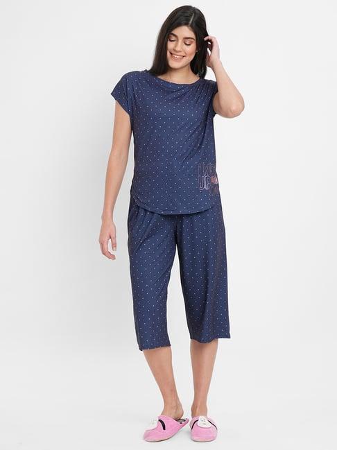 sweet dreams navy polka dot top with capris