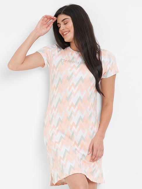 sweet dreams peach printed night dress