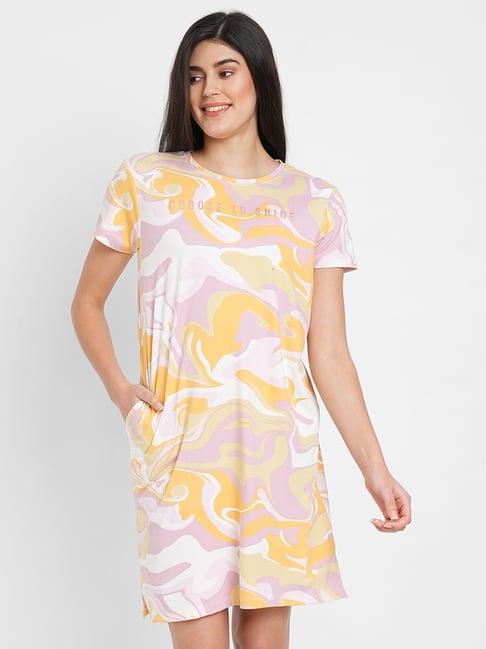 sweet dreams pink & yellow printed night dress