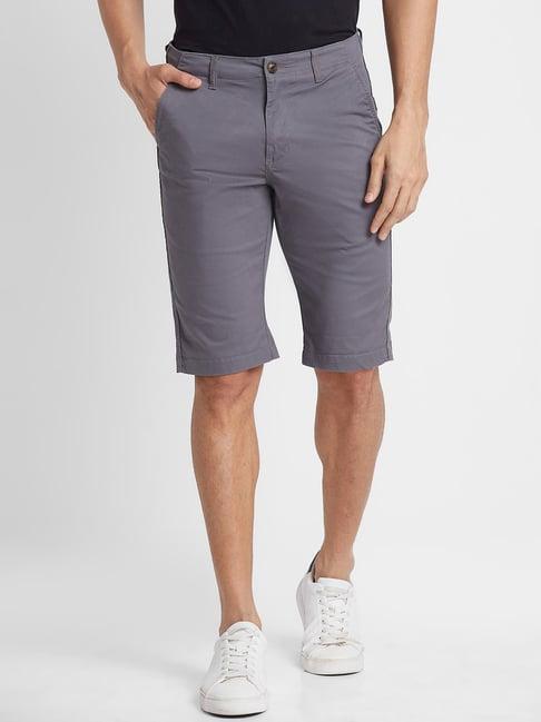 globus grey slim fit chino shorts