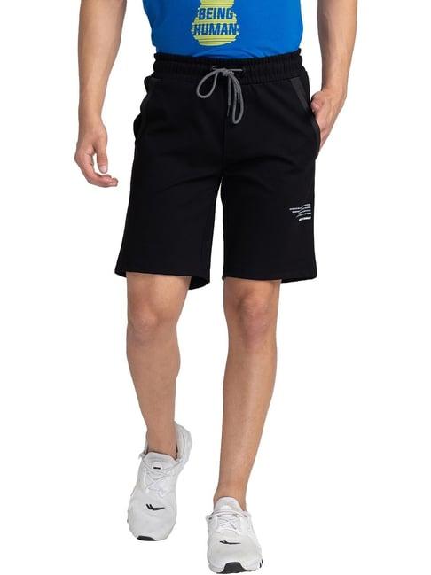 being human black regular fit shorts