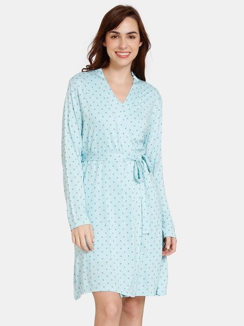 zivame light blue printed robe