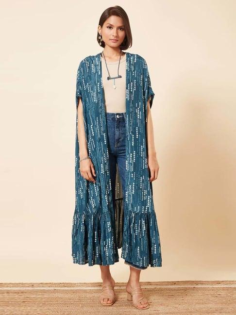 marigold lane indigo blue printed shrug