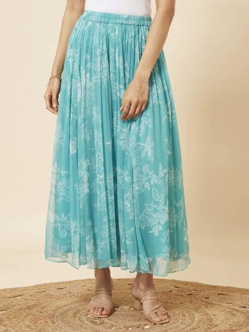 marigold lane aqua blue floral print palazzos