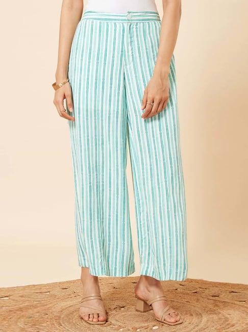 marigold lane white & blue striped palazzos