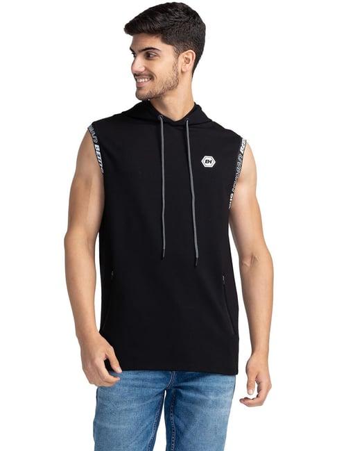 being human black regular fit hooded t-shirt