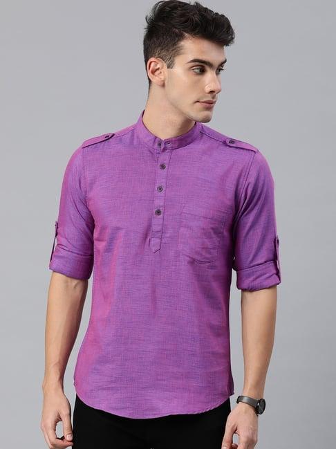 ivoc purple regular fit short kurta