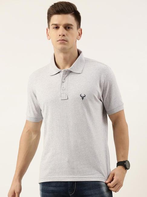 ivoc light grey regular fit cotton polo t-shirt