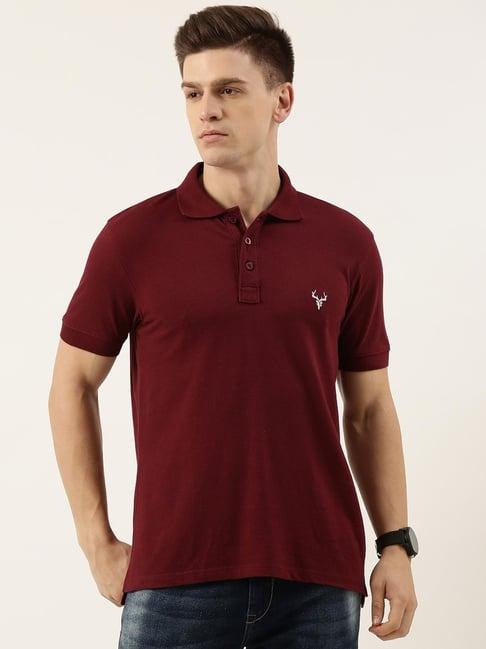 ivoc maroon regular fit cotton polo t-shirt