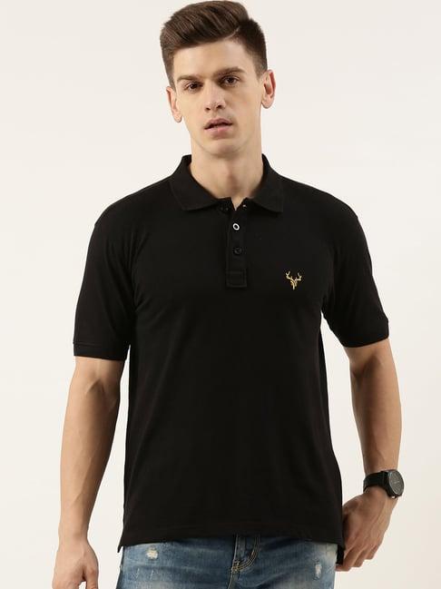 ivoc jet black regular fit cotton polo t-shirt