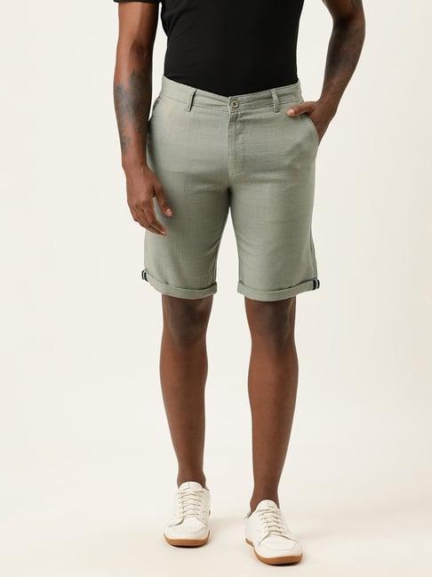 ivoc moss green slim fit cotton shorts