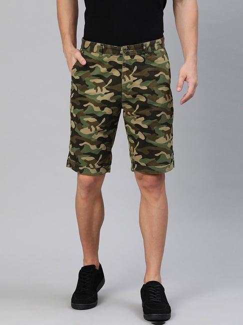 ivoc olive regular fit cotton shorts