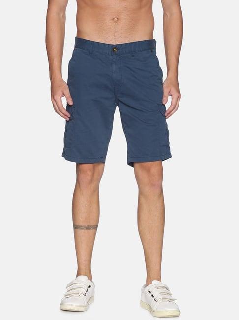 ivoc blue regular fit cargo shorts