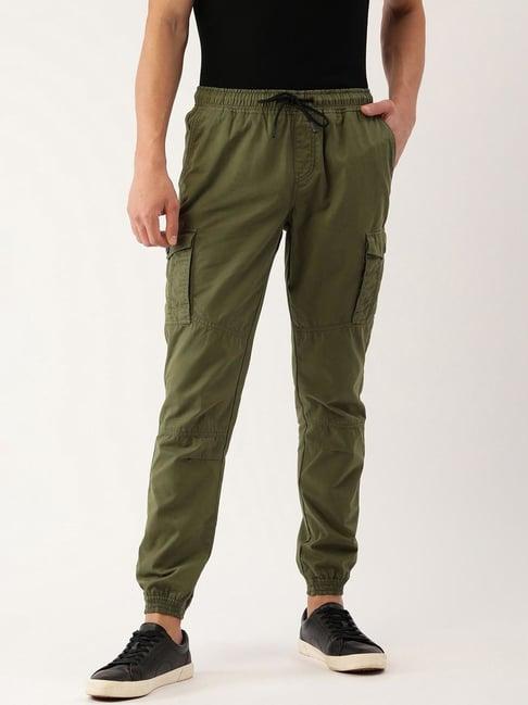 ivoc olive regular fit cotton jogger pants