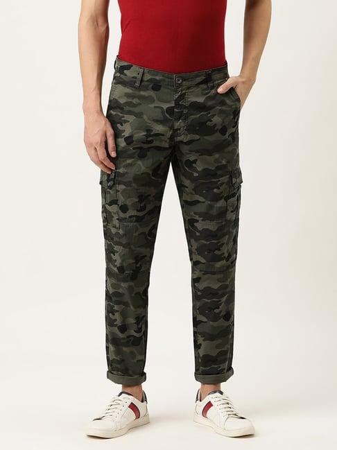 ivoc olive regular fit camo print cargos