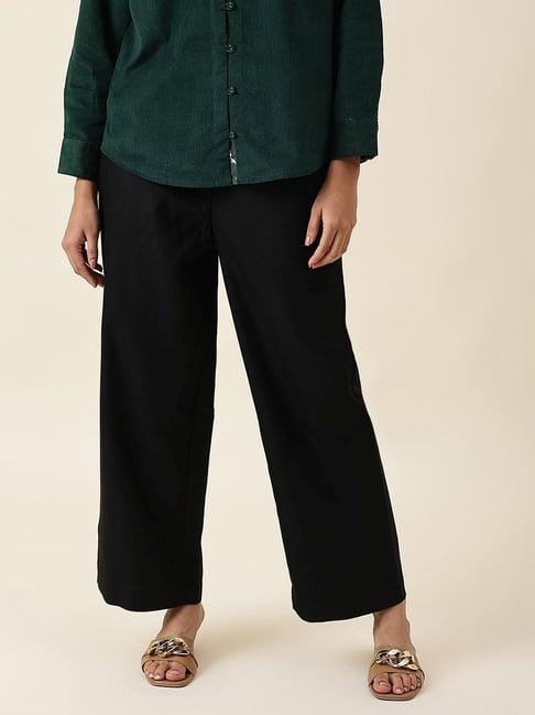 fabindia black mid rise pants