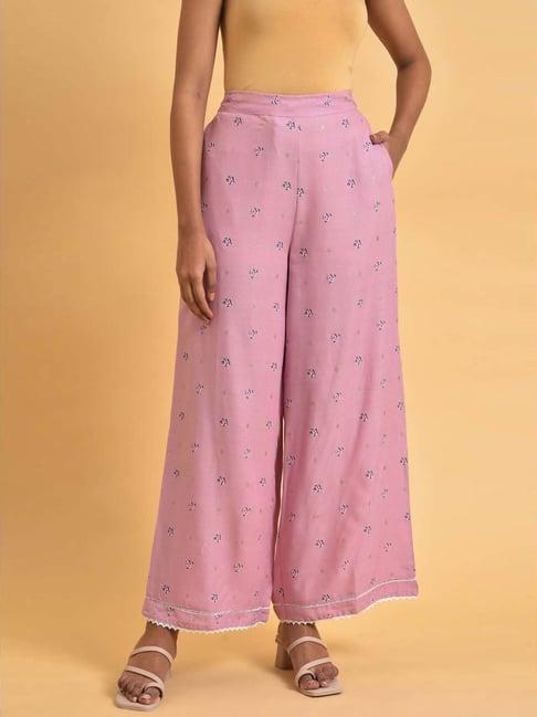 w lilac printed palazzos