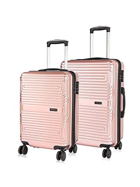 nasher miles dalhousie hard-sided poycarbonate  set of 2 rose gold trolley bags (55 & 65 cm)