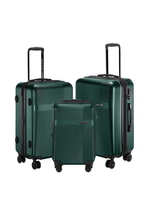 nasher miles fifth avenue expander hardside polycarbonate setof 3 bottlegreen trolleybag(55,65&75cm)