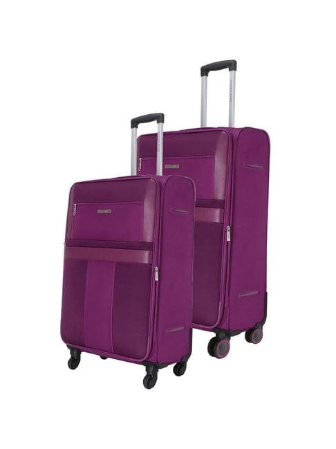 nasher miles toledo expander soft-sided polyester  set of 2 purple trolley bags (55 & 65 cm)