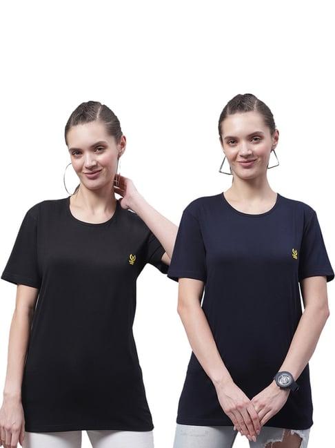 vimal jonney black & navy cotton logo t-shirt - pack of 2