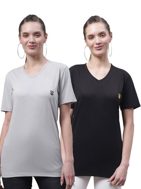 vimal jonney black & grey cotton logo t-shirt - pack of 2