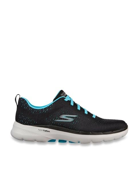 skechers women's go walk 6 - adora black aqua walking shoes