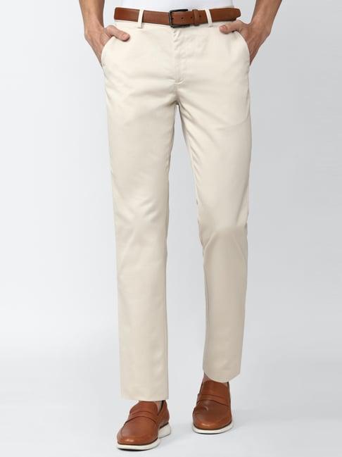 peter england beige slim fit trousers