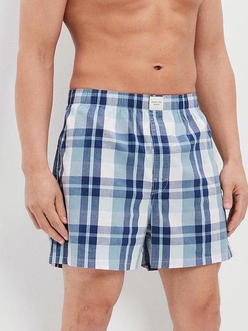 american eagle blue cotton regular fit checks boxers