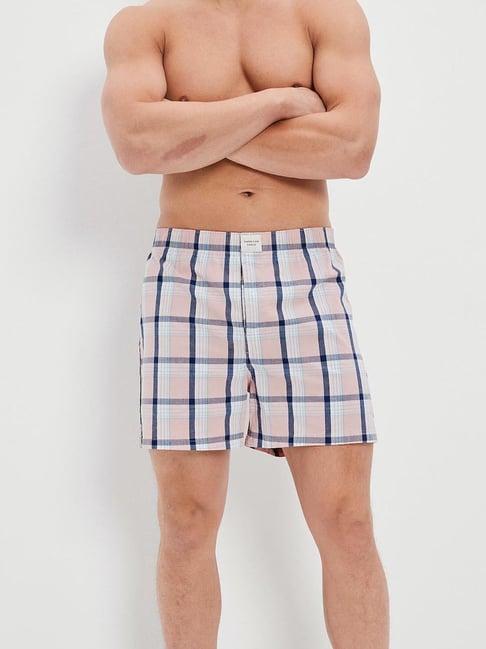 american eagle pink cotton regular fit checks boxers