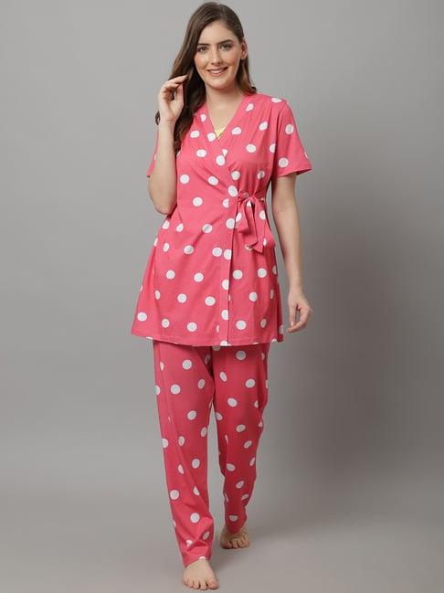 kanvin pink printed top pyjamas set with inner