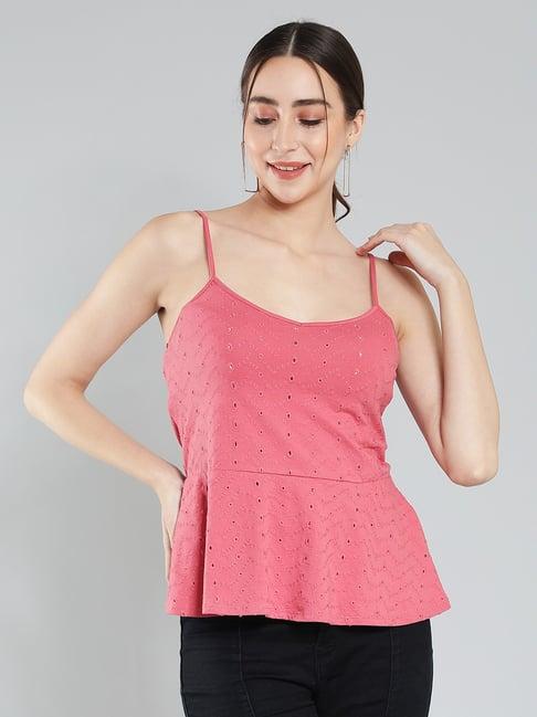 aditi wasan pink embroidered peplum top