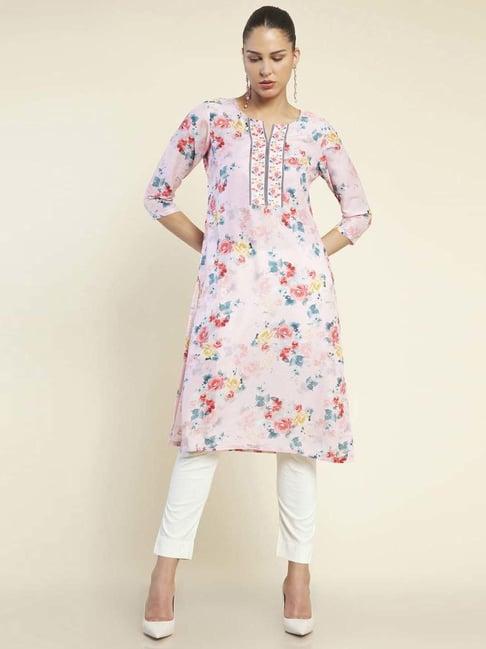 soch pink printed straight kurta