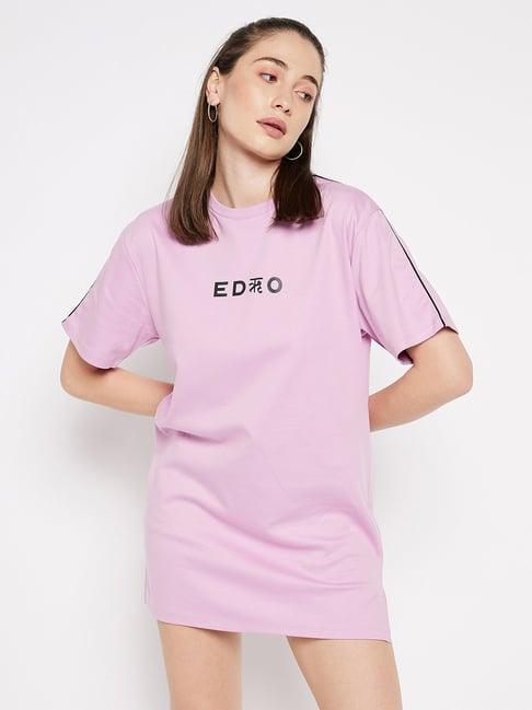 edrio lavender cotton logo print t shirt dress