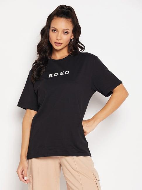 edrio black cotton logo print t-shirt