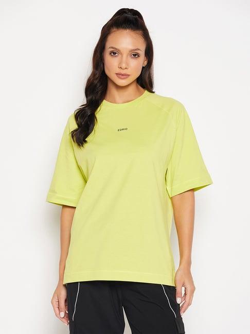 edrio neon green cotton logo print t-shirt