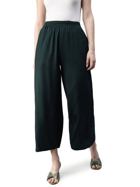 kryptic dark green flared fit mid rise pants