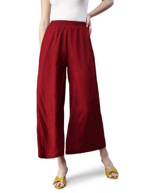 kryptic maroon flared fit mid rise pants