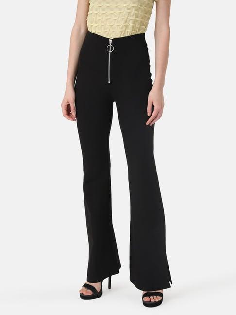 kazo black flared fit high rise trousers