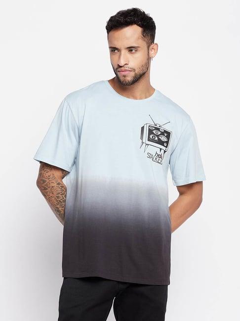 edrio light blue regular fit ombre t-shirt