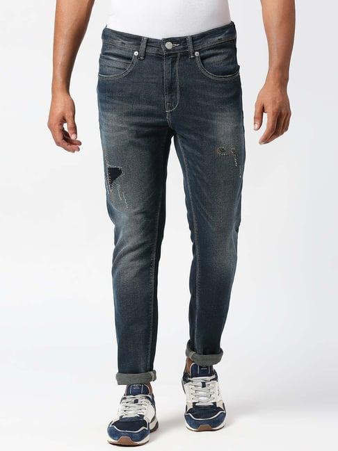 pepe jeans blue distressed super skinny fit jeans