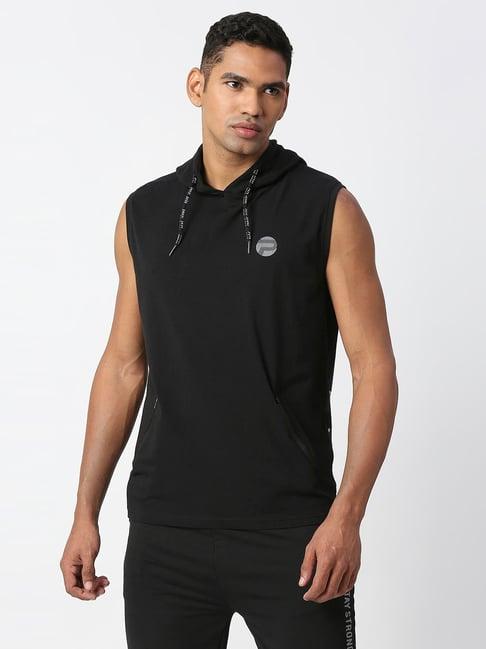 pepe jeans black slim fit hooded t-shirt