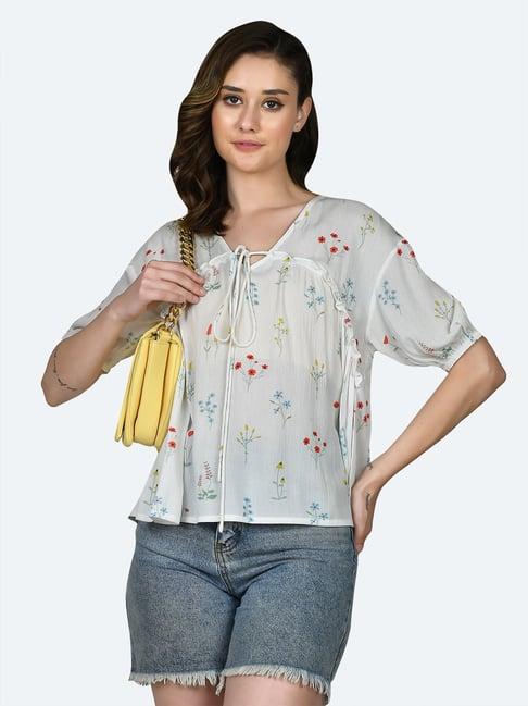 zink london white floral print top