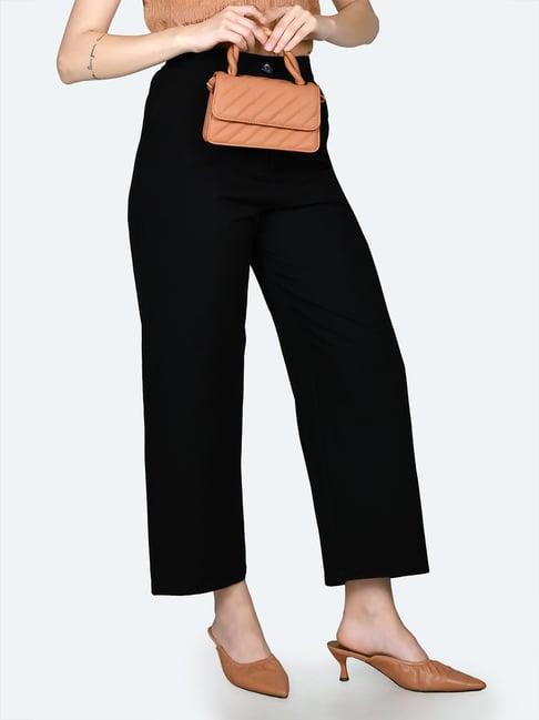 zink london black regular fit high rise pants