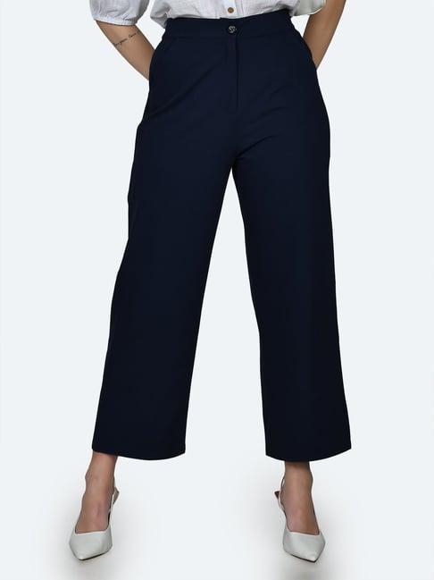 zink london navy regular fit high rise trousers