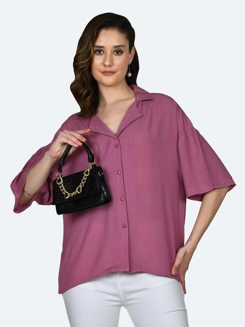 zink london magenta viscose regular fit shirt