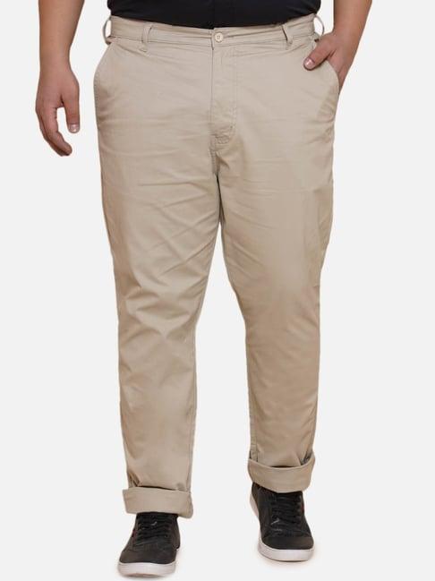 john pride beige regular fit plus size stretchable chinos trousers