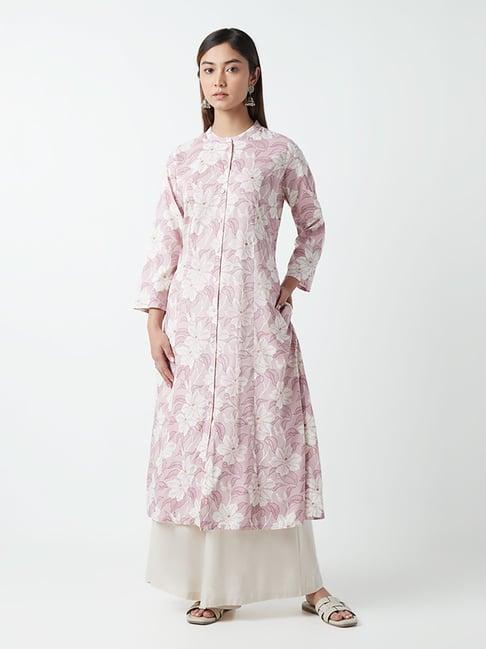 utsa by westside lilac floral-printed a-line kurta