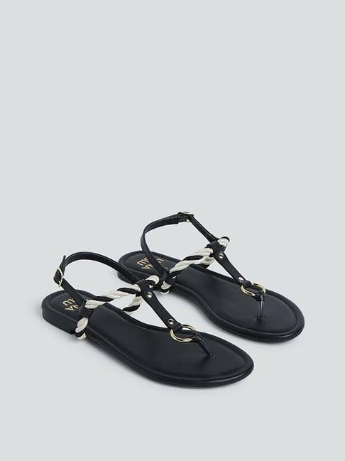 luna blu by westside black t-strap sandals